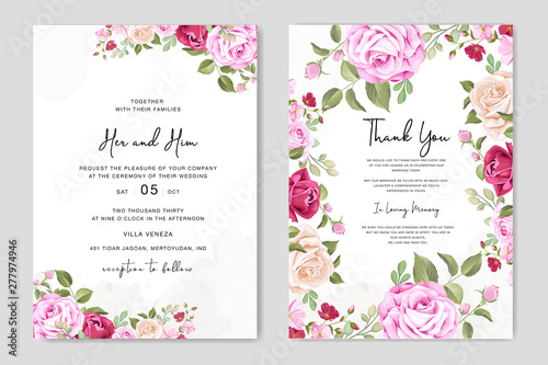 beautiful floral wedding invitation card 