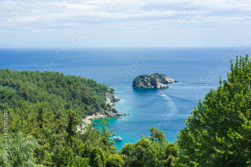 Wallpaper Mural Summer vacation ship in the bay, sea, island and woods Torontodigital.ca