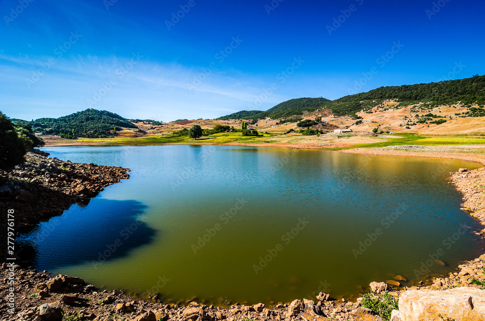 Mountain lake Lac Bouaamer near Kerrouchen in Morocco