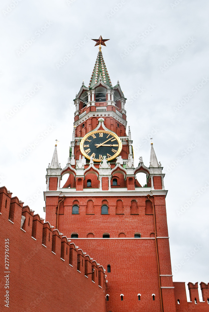 Moscow. Russia. The Red Square. Kremlin. Spasskaya Tower. Travel to Russia. Vertical image. Moscow. Russia. The Red Square. Kremlin. Spasskaya Tower. Travel to Russia. Vertical image.