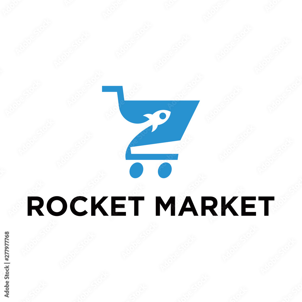 Rocket launch with shopping cart logo Rocket launch with shopping cart logo