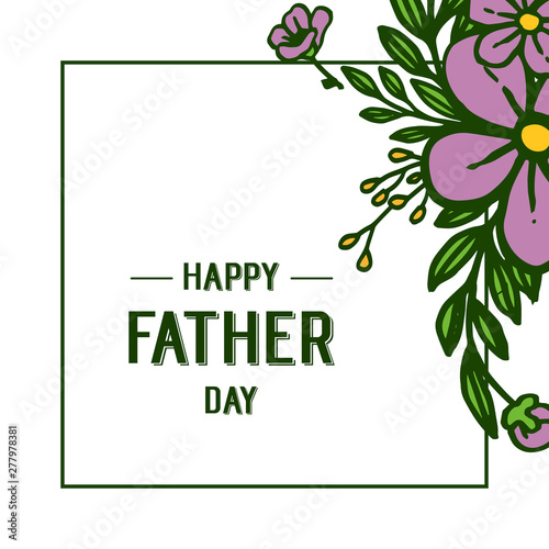 Vector illustration invitation card happy father day for purple bouqet frames bloom © StockFloral