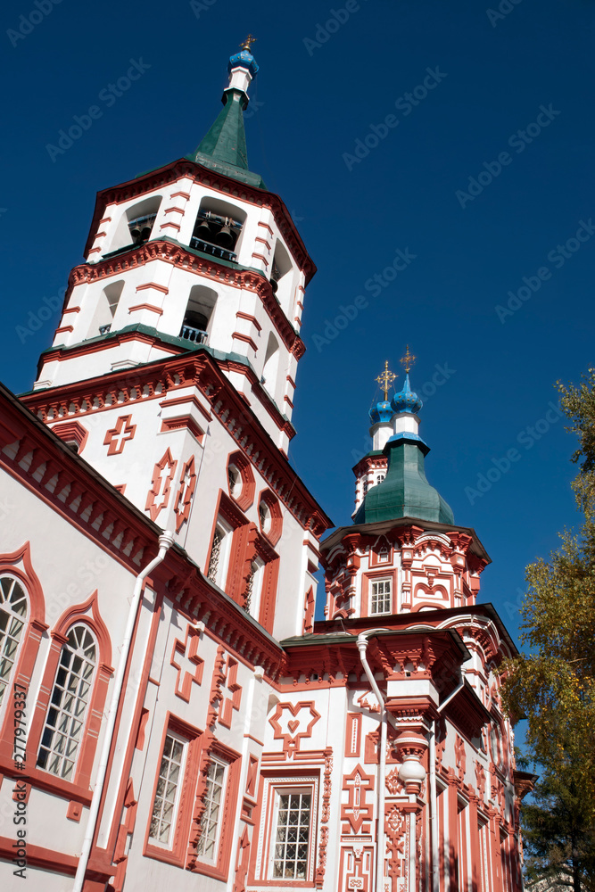 Irkutsk Russia, view of the exterior decoration of  Krestovozdvizhensky Church