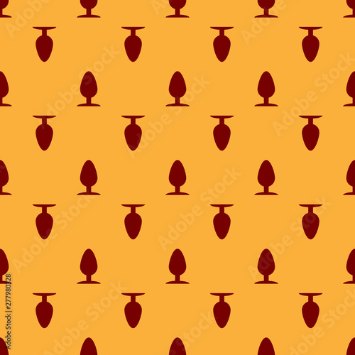 Red Anal plug icon isolated seamless pattern on brown background. Butt plug sign. Fetish accessory. Sex toy for men and woman. Vector Illustration