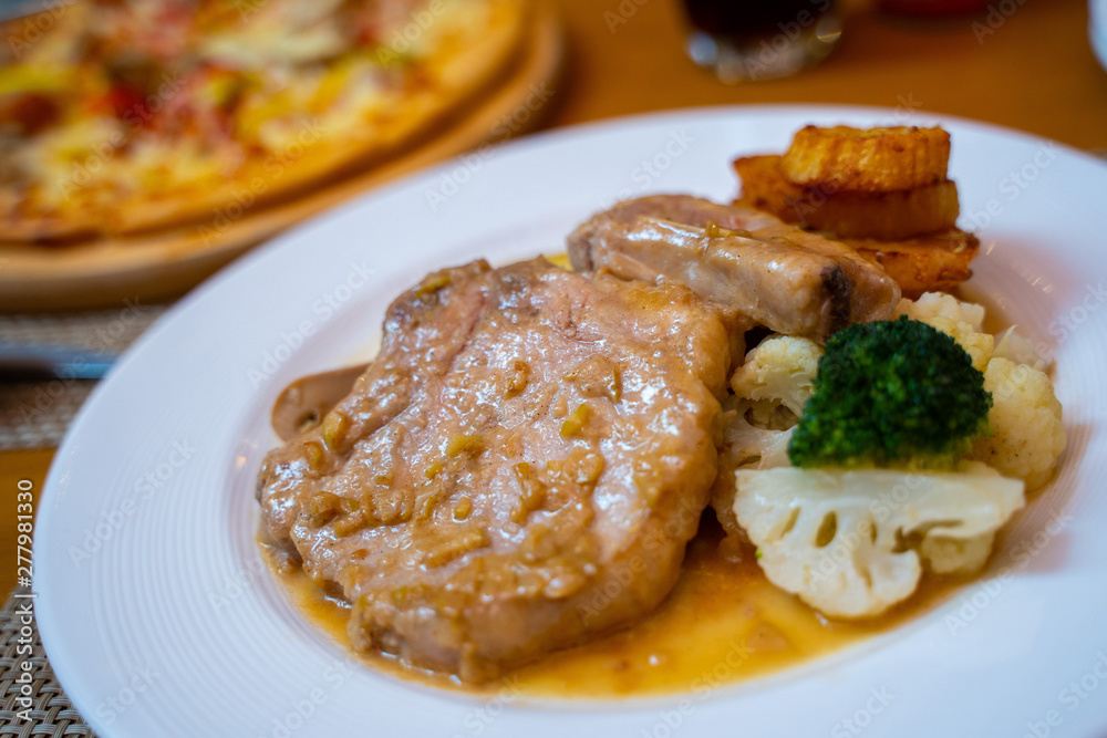 porkchop and broccoli meat for dinner