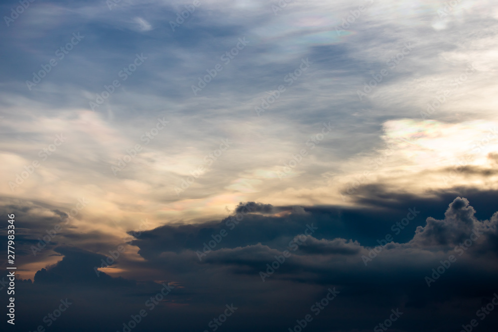 colorful dramatic sky with cloud at sunset.