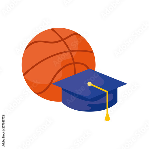 hat graduation with basketball balloon