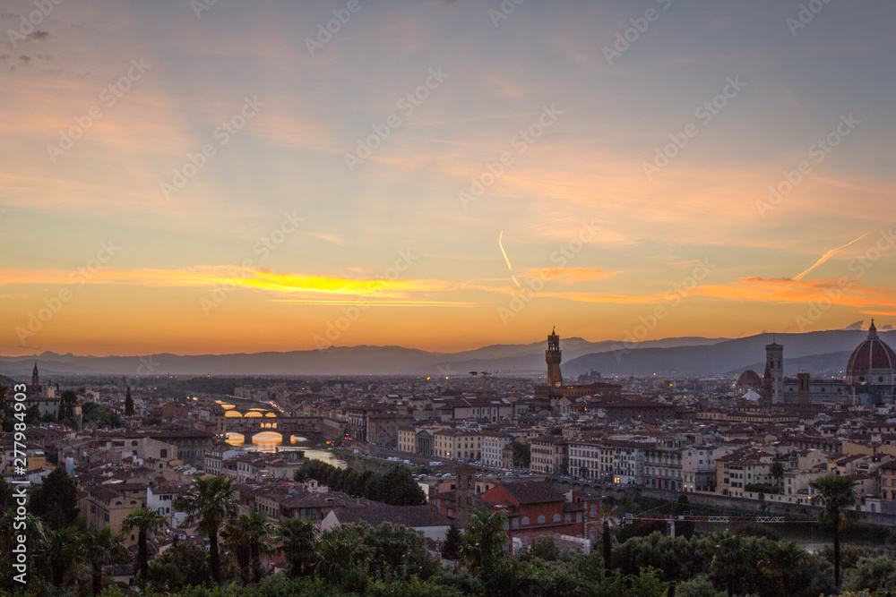 sunset over the city in firenze