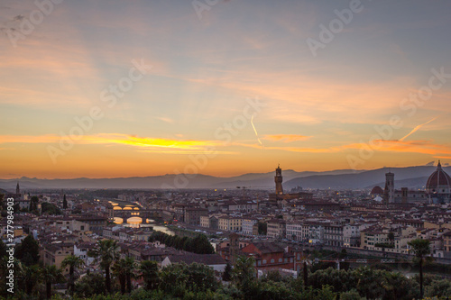 sunset over the city in firenze