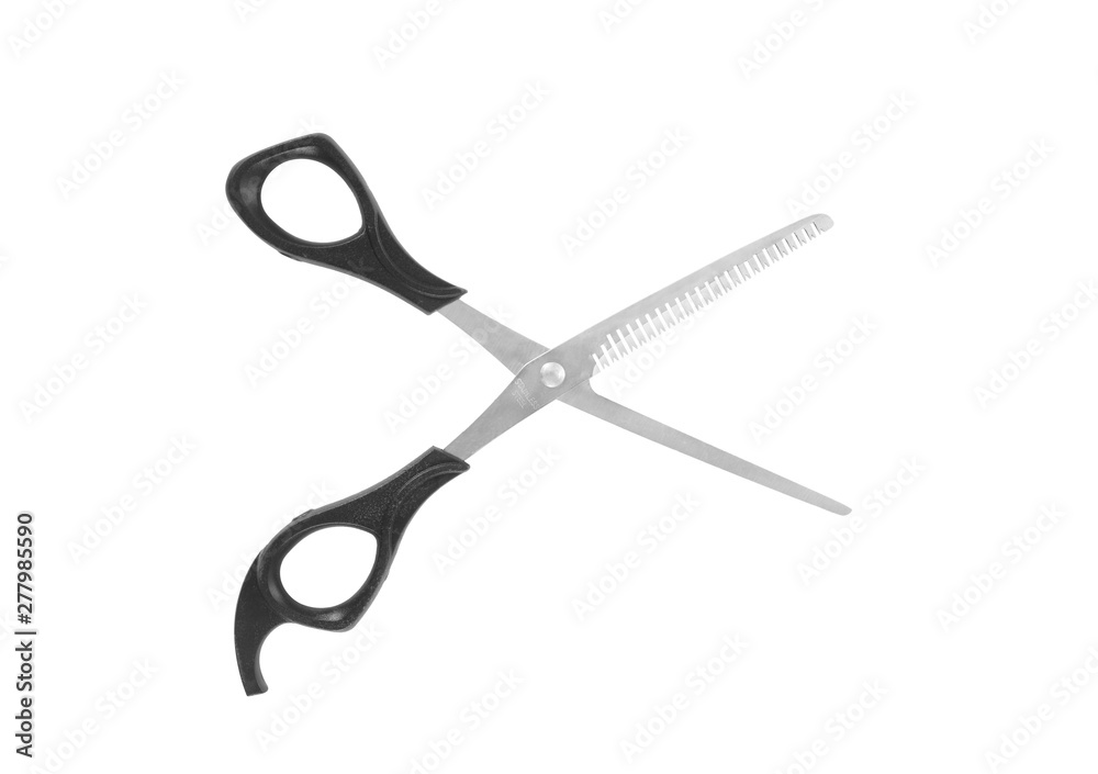 Special scissors for work of hairdresser isolated on white background Special scissors for work of hairdresser isolated on white background
