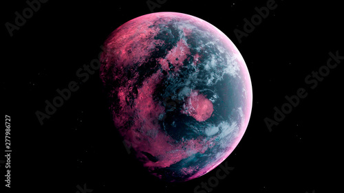 Alien Planet in the outer space. 3d rendering photo