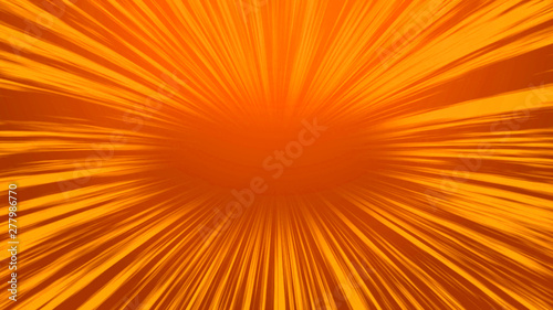 Abstract orange comic radial speed line background, cartoon background