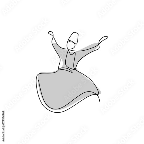 whirling dervish vector drawing. Vector illustration drawn with one line.