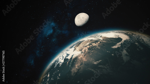 Space View From Earth To Moon