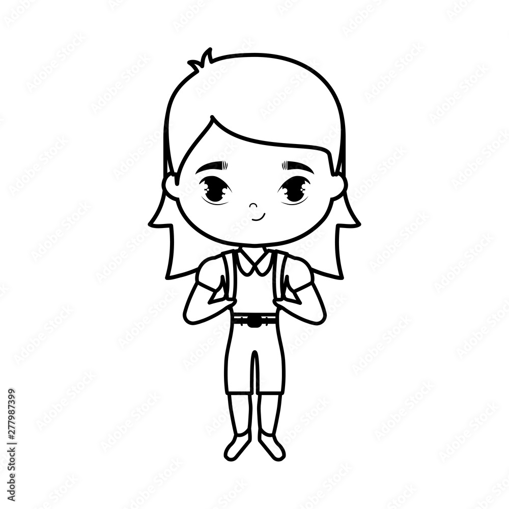 cute little student girl avatar character