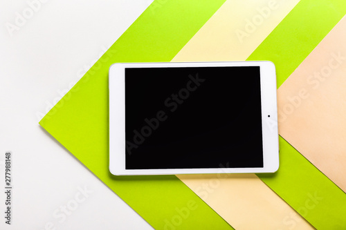 Free Download Modern tablet computer on color background - GFXLoad