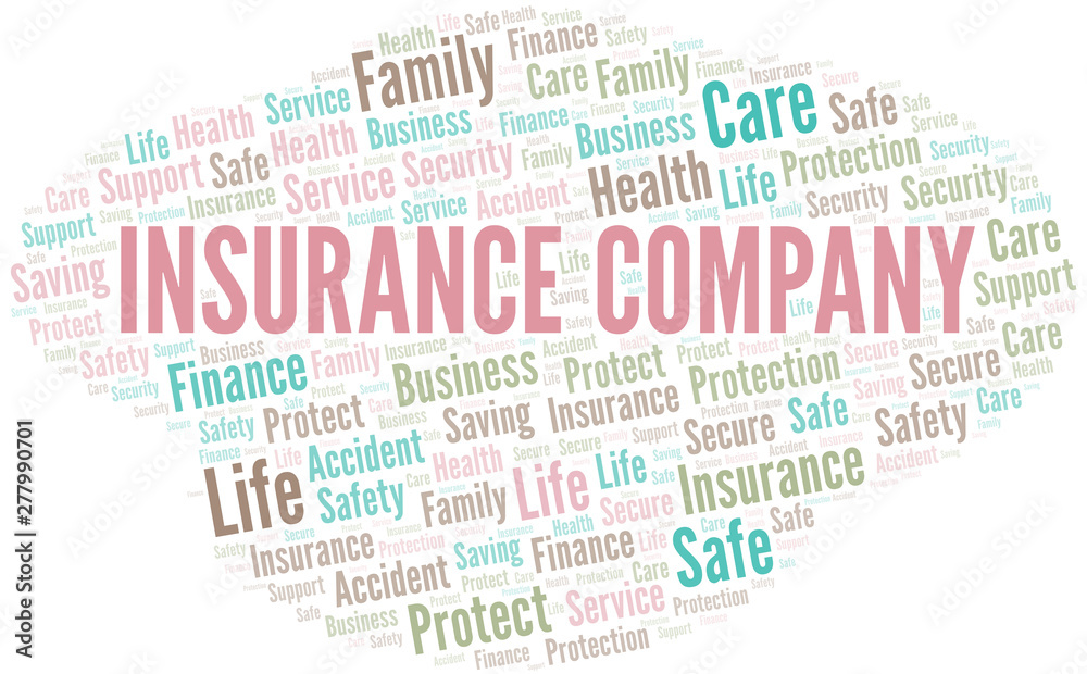Insurance Company word cloud vector made with text only.