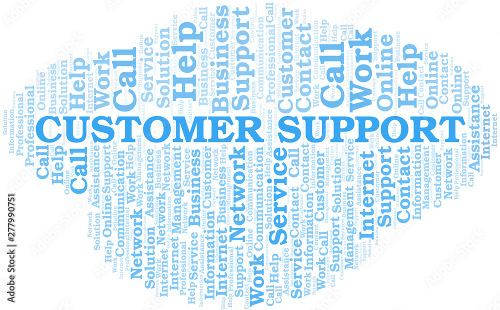 Fototapeta premium Customer Support word cloud vector made with text only.