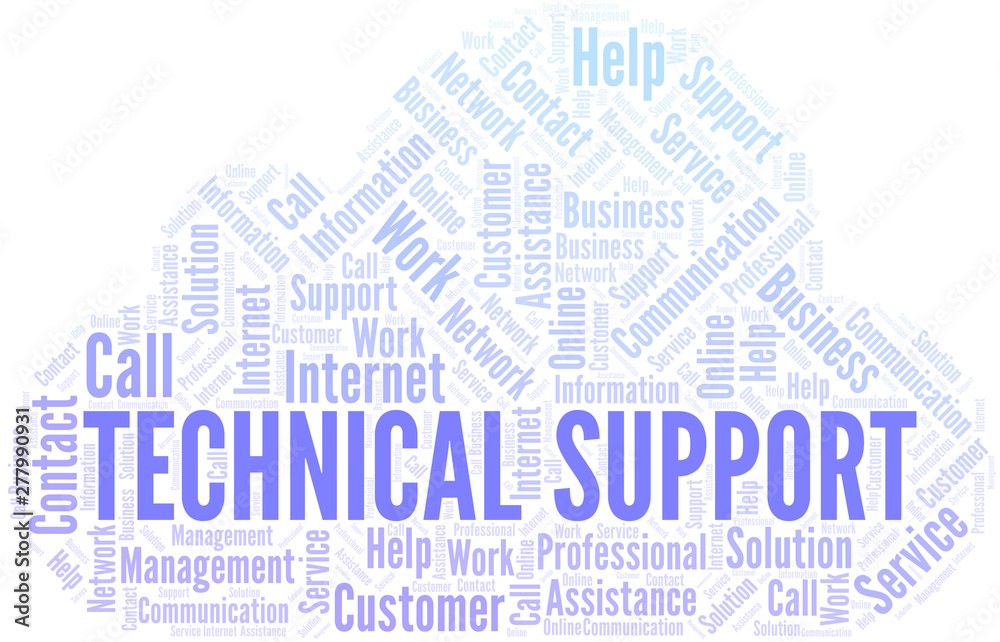 Obraz premium Technical Support word cloud vector made with text only.