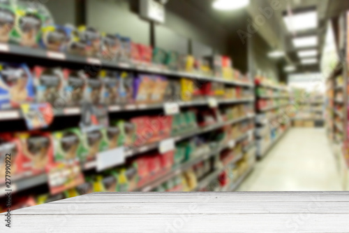 Empty supermarket blurry for background