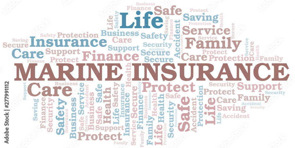 Marine Insurance word cloud vector made with text only.