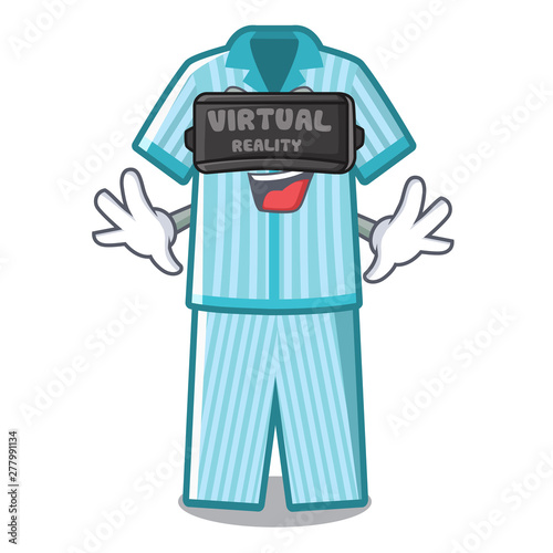 Virtual reality pyjamas placed on a cartoon bed