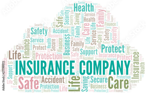 Insurance Company word cloud vector made with text only.