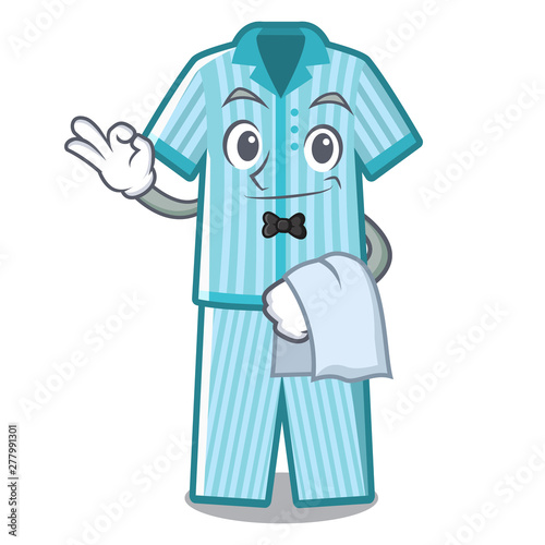 Waiter pyjamas placed on a cartoon bed