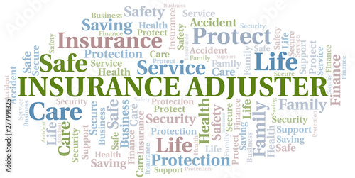 Insurance Adjuster word cloud vector made with text only.