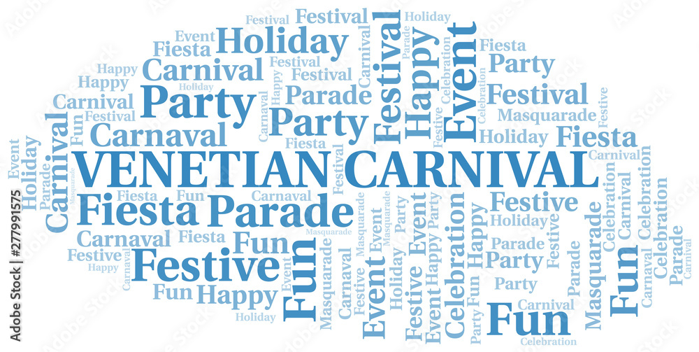 Venetian Carnival word cloud vector made with text only. Venetian Carnival word cloud vector made with text only.
