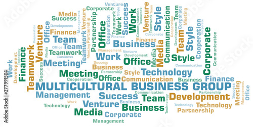 Multicultural Business Group word cloud. Collage made with text only.