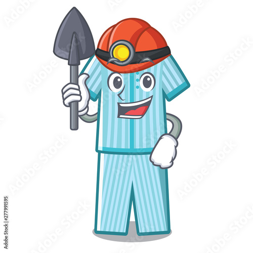 Miner pyjamas placed on a cartoon bed
