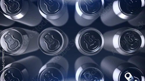 4K  aluminum soda cans. beer cans. energy drink. cola loop background . recycling close up photo