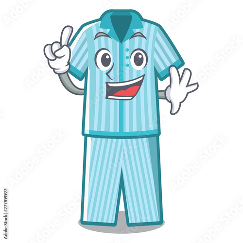 Finger folded pajamas in a cartoon closet