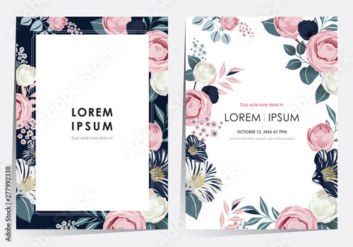 Vector illustration of a beatiful floral frame set in spring for Wedding, anniversary, birthday and party. Design for banner, poster, card, invitation and scrapbook 