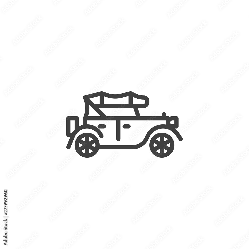 Vintage car line icon. Retro auto linear style sign for mobile concept and web design. Old classic automobile outline vector icon. Symbol, logo illustration. Vector graphics