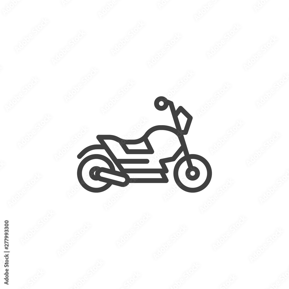 Motorcycle line icon. Sport bike linear style sign for mobile concept and web design. Race bike outline vector icon. Symbol, logo illustration. Vector graphics
