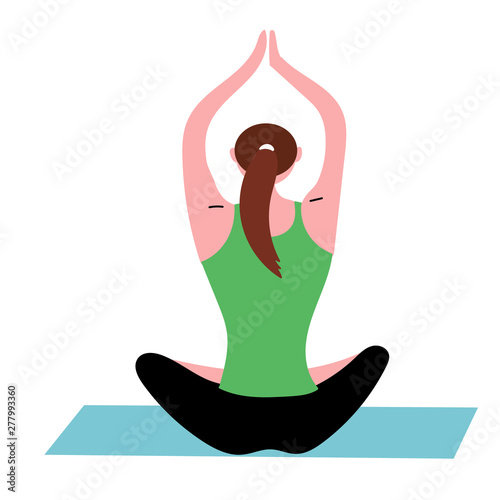 The girl in the lotus position is meditating. Doing yoga. Vector editable file eps 10