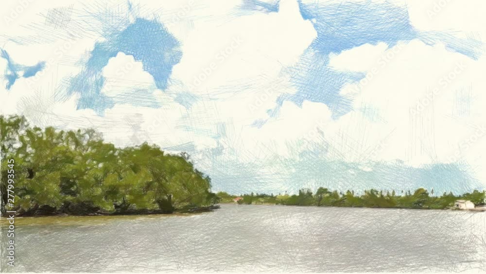 art drawing color of river background