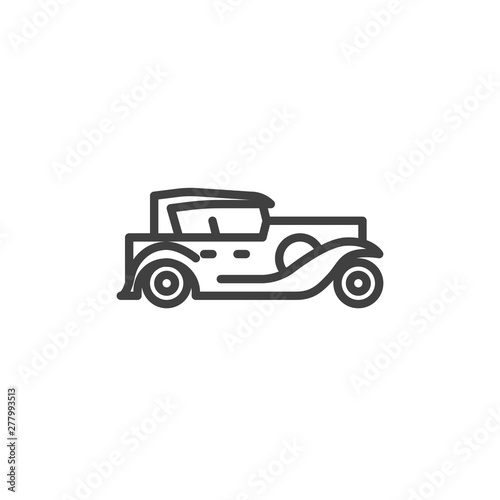 Vintage Car line icon. Classic model automobile linear style sign for mobile concept and web design. Retro car outline vector icon. Symbol  logo illustration. Vector graphics
