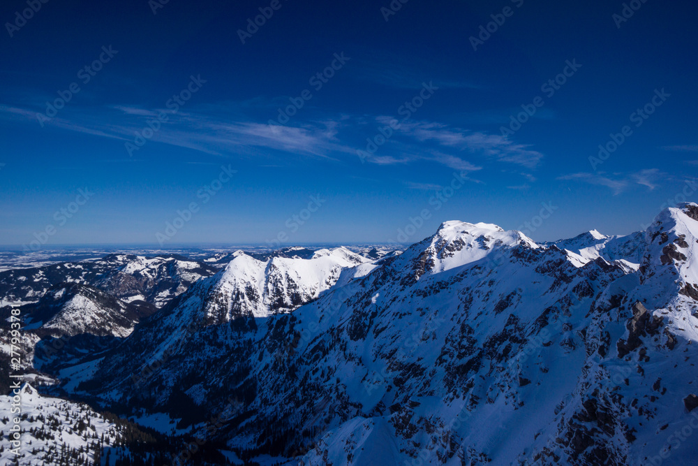 oberstdorf mountain top in winter alp panorama