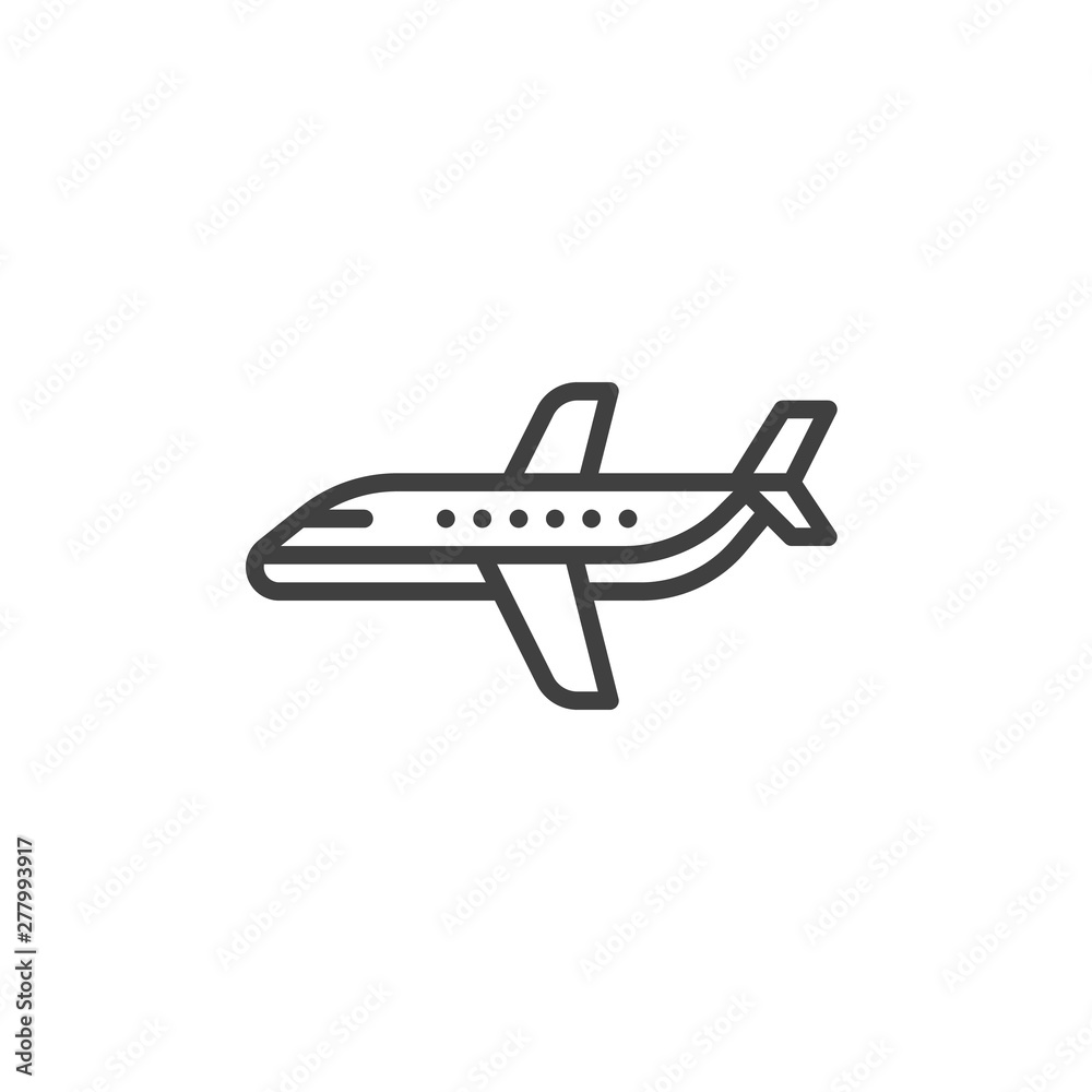 Passenger airplane line icon. Aircraft linear style sign for mobile concept and web design. Plane outline vector icon. Symbol, logo illustration. Vector graphics