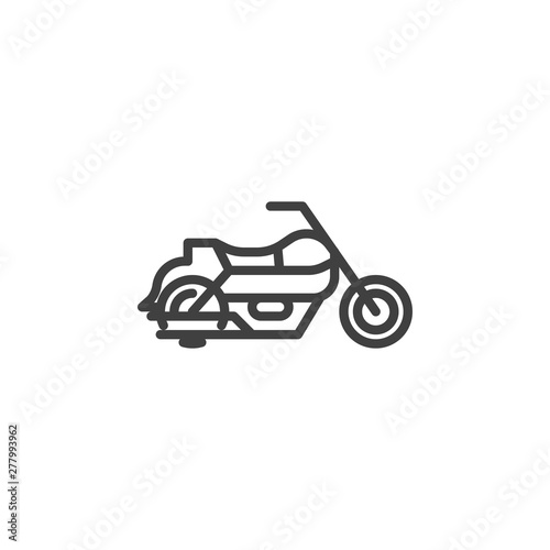 Motorcycle line icon. Bike linear style sign for mobile concept and web design. Motorbike outline vector icon. Symbol, logo illustration. Vector graphics