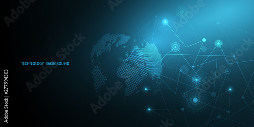 Abstract background technology and science graphic design. Connecting dots and lines.Internet connection.Global network connection.Vector illustration