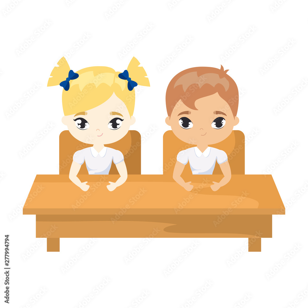little students seated in school desk little students seated in school desk
