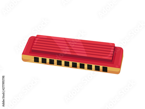 Copper mouth organ. Vector illustration on white background.