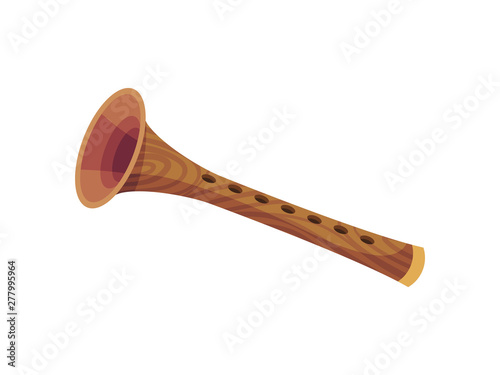 Classic pipe. Wind instrument. Vector illustration on white background.