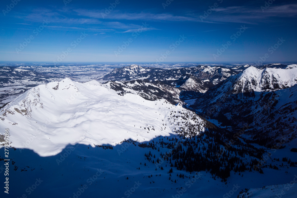 Fototapeta premium bavarian alps mountain top in winter panorama