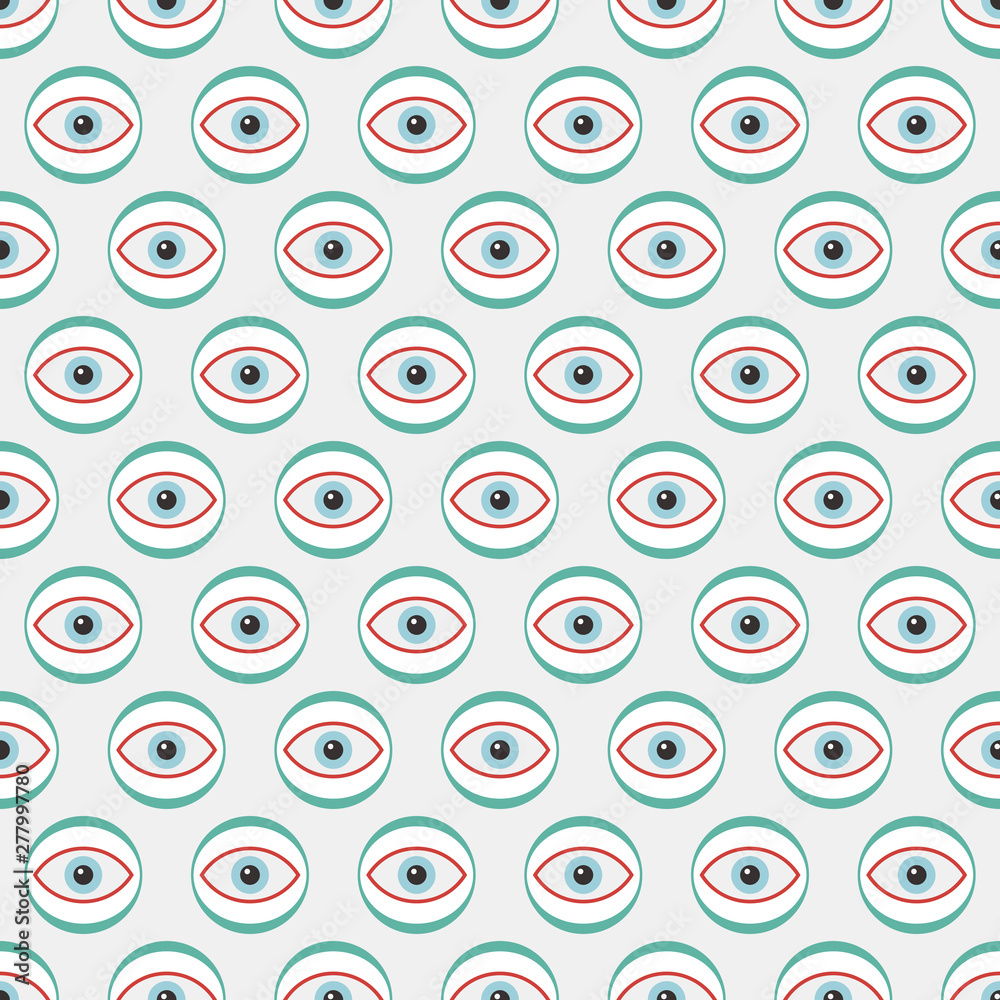 Abstract seamless pattern of eyes inside circles. Vector color psychedelic illustration. Abstract seamless pattern of eyes inside circles. Vector color psychedelic illustration.