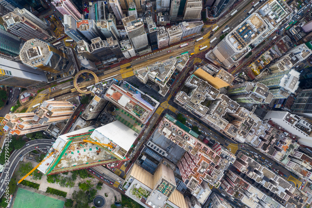 Top view of Hong Kong commercial district Top view of Hong Kong commercial district